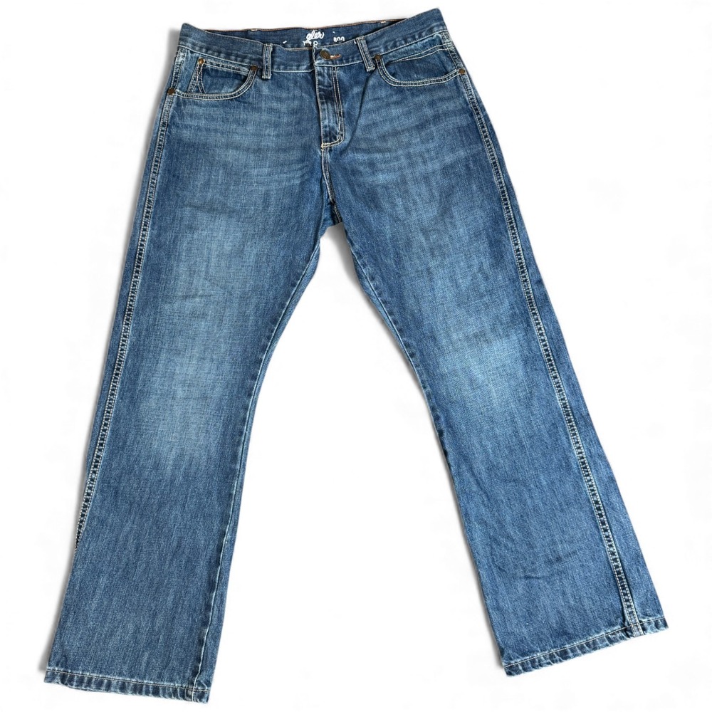 Wrangler Retro Bootcut Jeans Mens 34x30 Blue Denim Cotton Cowboy Relaxed Fit